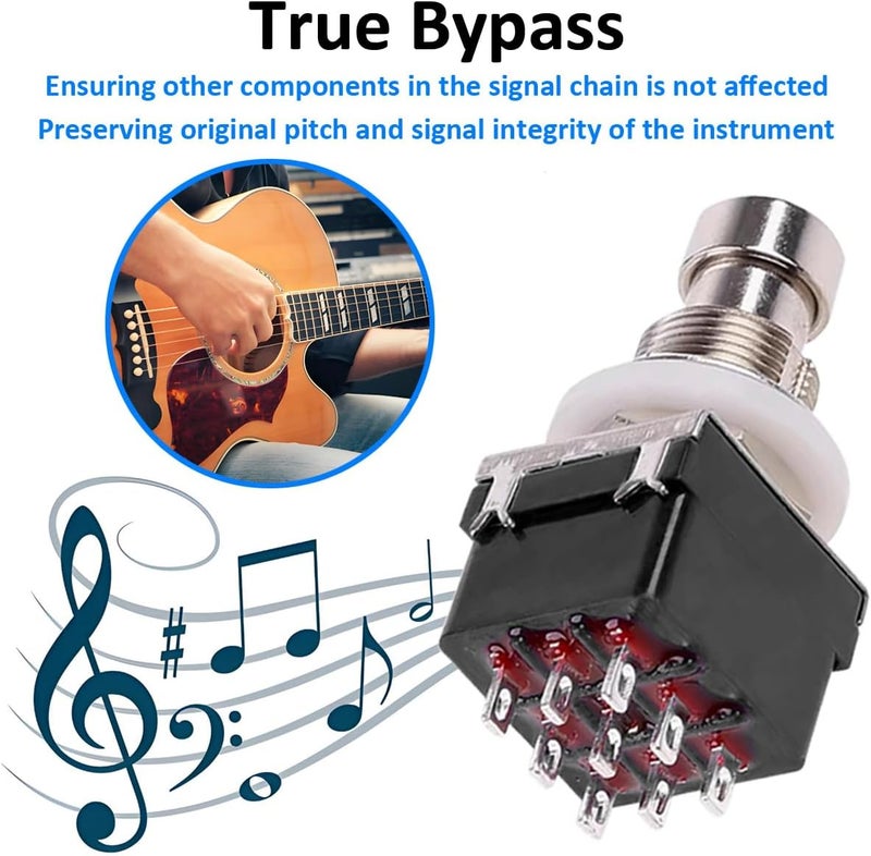 LKRXW 3 قطع 3PDT 9 دبابيس صندوق دواسة تأثير الجيتار مفتاح القدم ستومب True Bypass مفتاح الجيتار زر ضغط معدني مفتاح قدم لاتيشن لوجات لحام طرف أسود AC 250V/3A 125V/6A - Image 3